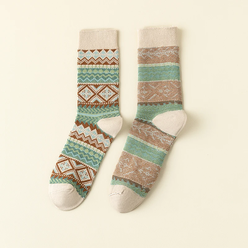 Men's Dress Socks,Cotton Crew Socks,3 Pairs,Breathable and sweat-absorbing ，Funky Colorful Pattern  Crew Socks thumbnail 6