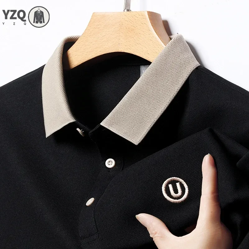 2024 Men's New Embroidered Cotton Business Leisure Short Sleeved POLO Shirt Fashion Short Sleeved Comfortable and Breathable Top thumbnail 2