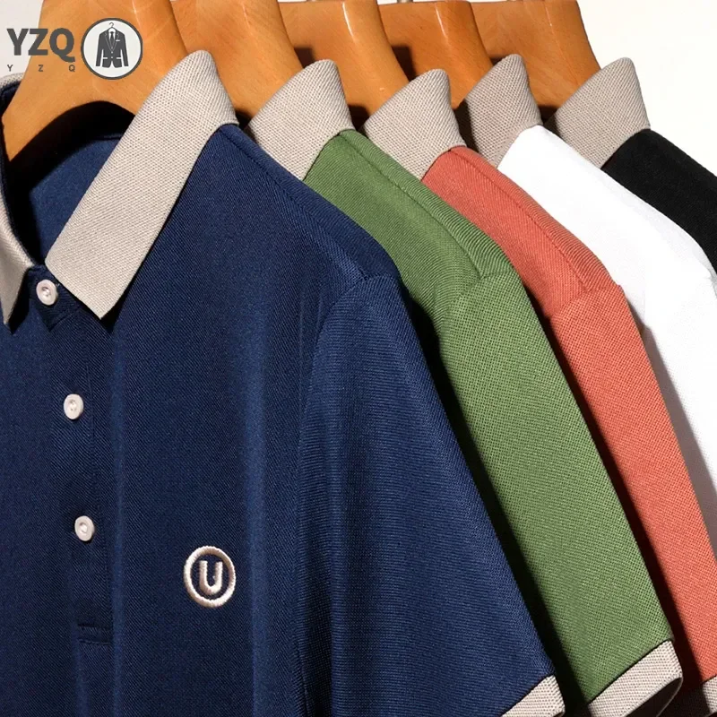 2024 Men's New Embroidered Cotton Business Leisure Short Sleeved POLO Shirt Fashion Short Sleeved Comfortable and Breathable Top thumbnail 6