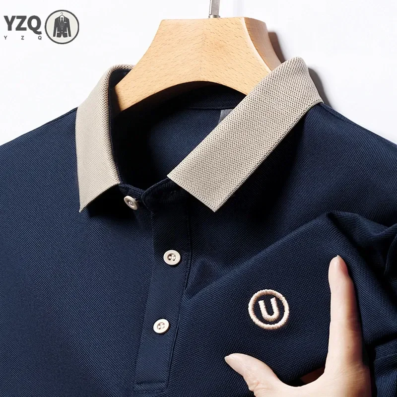 2024 Men's New Embroidered Cotton Business Leisure Short Sleeved POLO Shirt Fashion Short Sleeved Comfortable and Breathable Top thumbnail 5