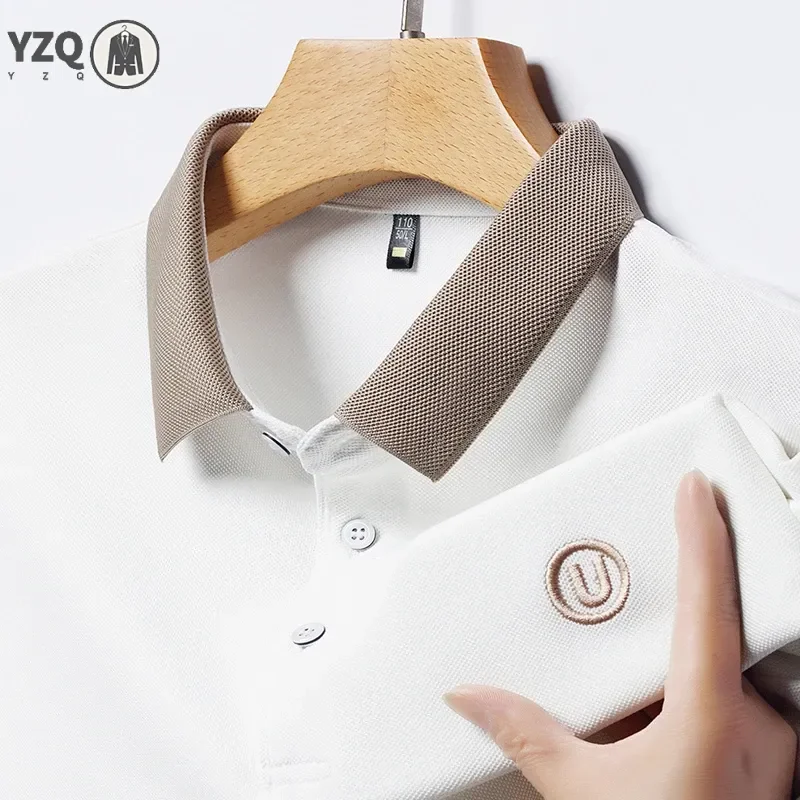 2024 Men's New Embroidered Cotton Business Leisure Short Sleeved POLO Shirt Fashion Short Sleeved Comfortable and Breathable Top thumbnail 4