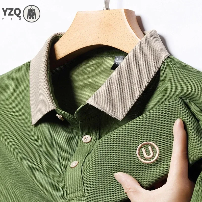 2024 Men's New Embroidered Cotton Business Leisure Short Sleeved POLO Shirt Fashion Short Sleeved Comfortable and Breathable Top thumbnail 3