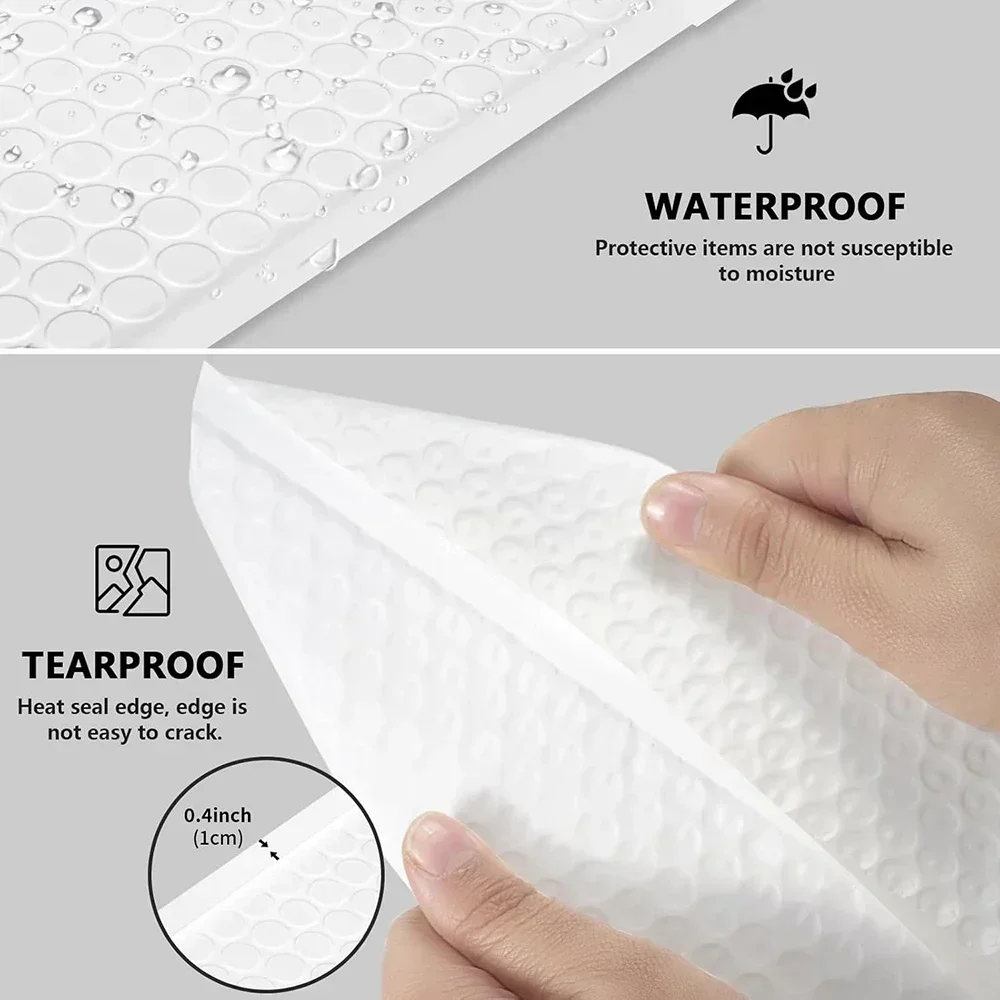 Multifunctional Adhesive Business Mailing Packages White Foam Bubble Envelopes Adhesive Waterproof Shipping Bags for Packing thumbnail 5