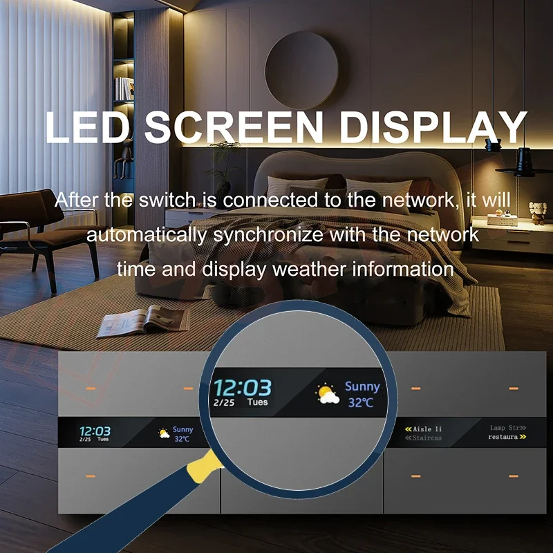 Tuya Smart Zigbee Switch With Weather time display Human body induction function 4 Gang Wall Light Button Switch remote control thumbnail 4