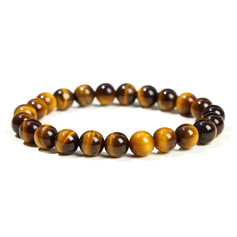 JD Natural Stone Beads Bracelet Amethyst Tiger Eye Crystal Quartz Agate Gem Beads Bangles Women Men Reiki Healling Jewelry Gift thumbnail 2