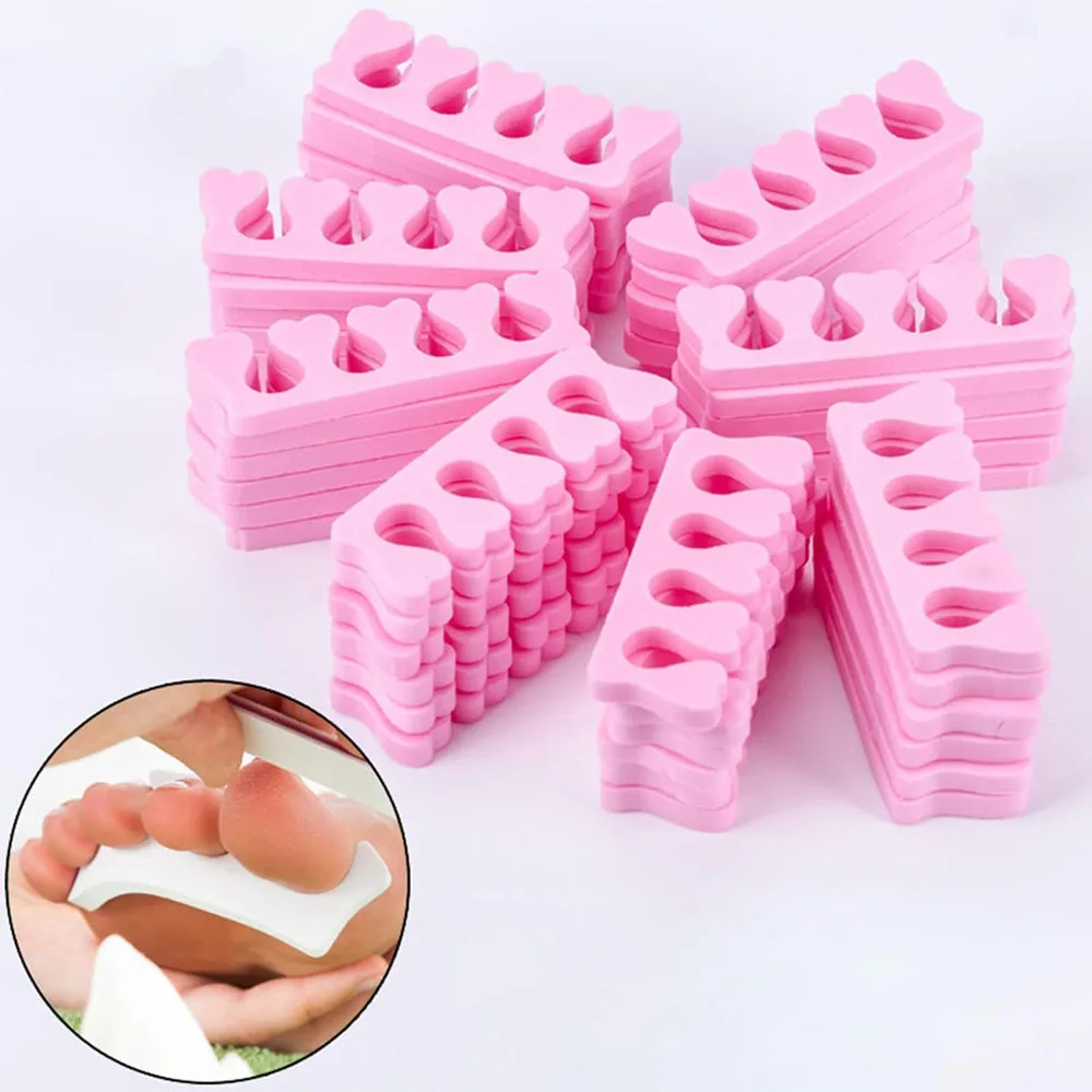50 pairs Soft Toe Separators Fingers Foots Nail Art Tools Flexible Heart Design Nail Art Practice Manicure Pedicure Foot Braces thumbnail 3