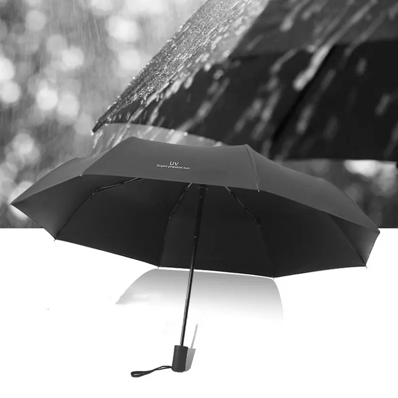 8-Rib Automatic folding Umbrella - Compact, lightweight, durable, UV protection - rain and sun umbrella, automatic sunshade zwq thumbnail 3