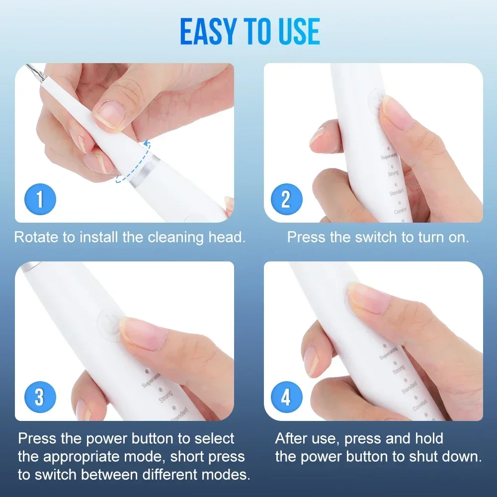 Ultrasonic scaler for teeth cleaning tartar removal plaque removal rechargeable teeth whitening oral care and dental cleaner thumbnail 6