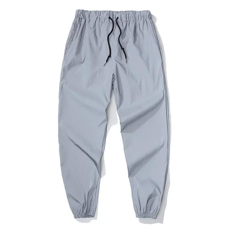 Night Reflective Casual Pants Men's Elastic Waist Fashion Skateboard Trousers Streetwear Hip Hop Harajuku Jogger Sweatpants Male thumbnail 4