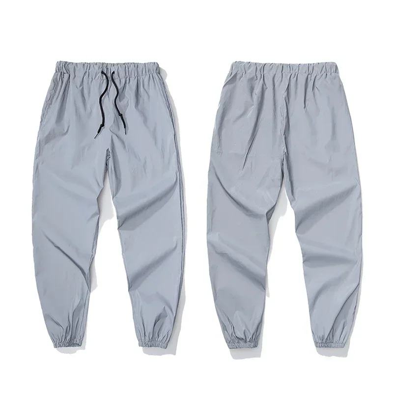 Night Reflective Casual Pants Men's Elastic Waist Fashion Skateboard Trousers Streetwear Hip Hop Harajuku Jogger Sweatpants Male thumbnail 3