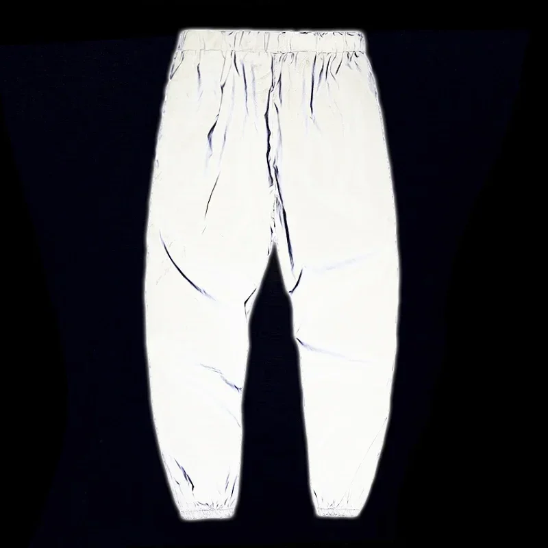 Night Reflective Casual Pants Men's Elastic Waist Fashion Skateboard Trousers Streetwear Hip Hop Harajuku Jogger Sweatpants Male thumbnail 2