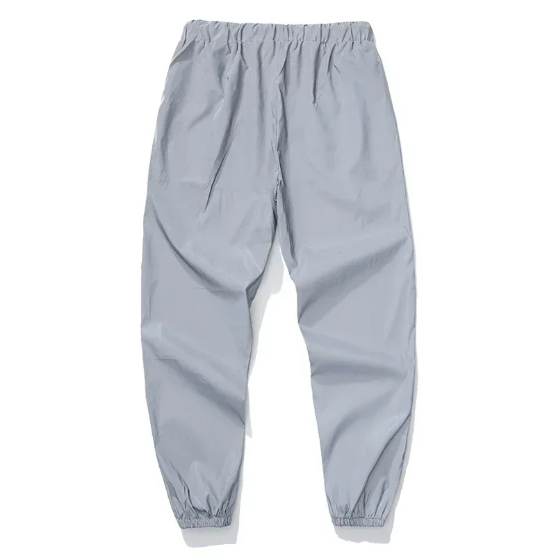 Night Reflective Casual Pants Men's Elastic Waist Fashion Skateboard Trousers Streetwear Hip Hop Harajuku Jogger Sweatpants Male thumbnail 5
