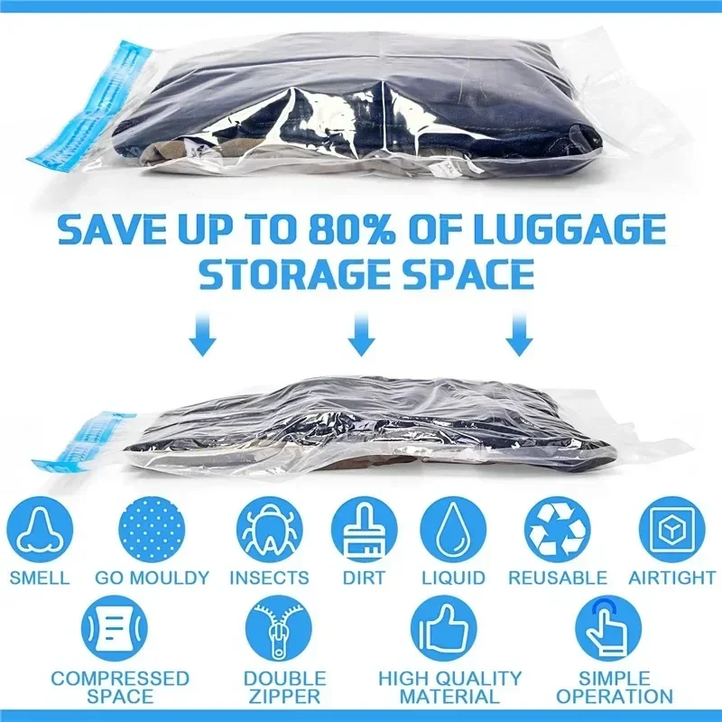 1/3/5pcs Vacuum Bags for Storing Clothes Suitable for Luggage and Essential Travel Compression Bag Clothing Storage Organizer thumbnail 2