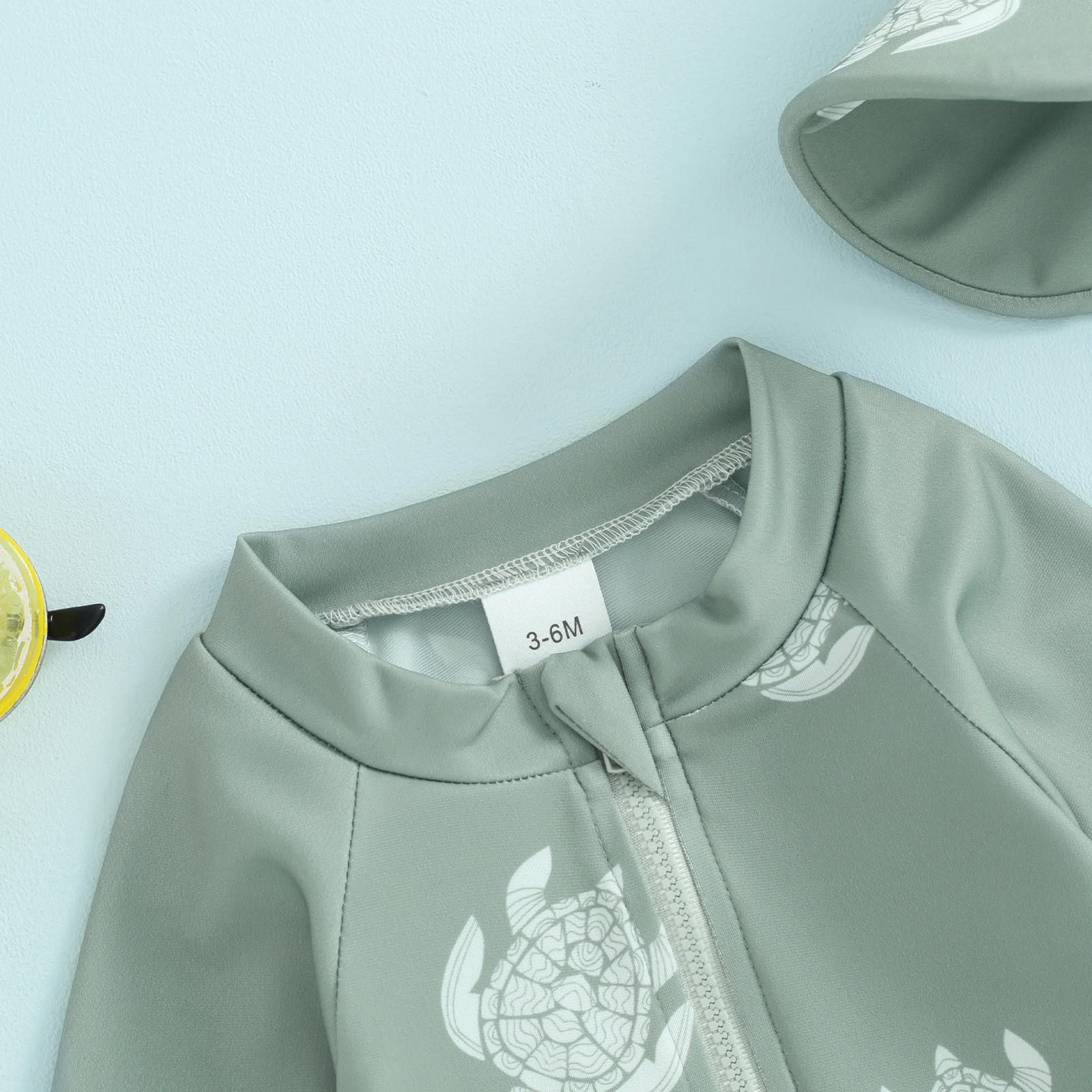 Infant Baby Boys Rash Guard with Swim Cap Long Sleeve Swimwear Turtle/Dinosaur Print Beachwear Toddler Swimwear Bathing Suit thumbnail 4