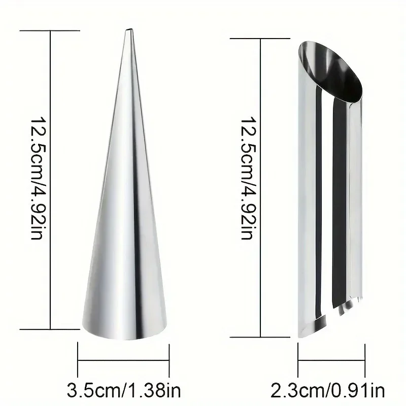 5pcs Stainless Steel Cake Tool Set Croissant Mold Pancake Tube Cone Shaped Baking Mold Kitchen Dessert Tool Cake Bread Mold thumbnail 6