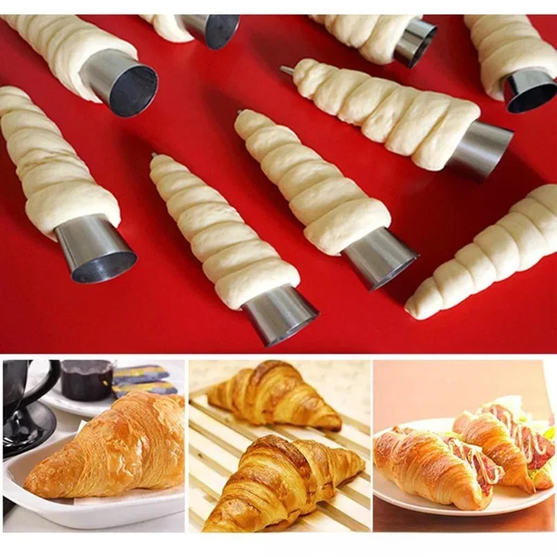 5pcs Stainless Steel Cake Tool Set Croissant Mold Pancake Tube Cone Shaped Baking Mold Kitchen Dessert Tool Cake Bread Mold thumbnail 3