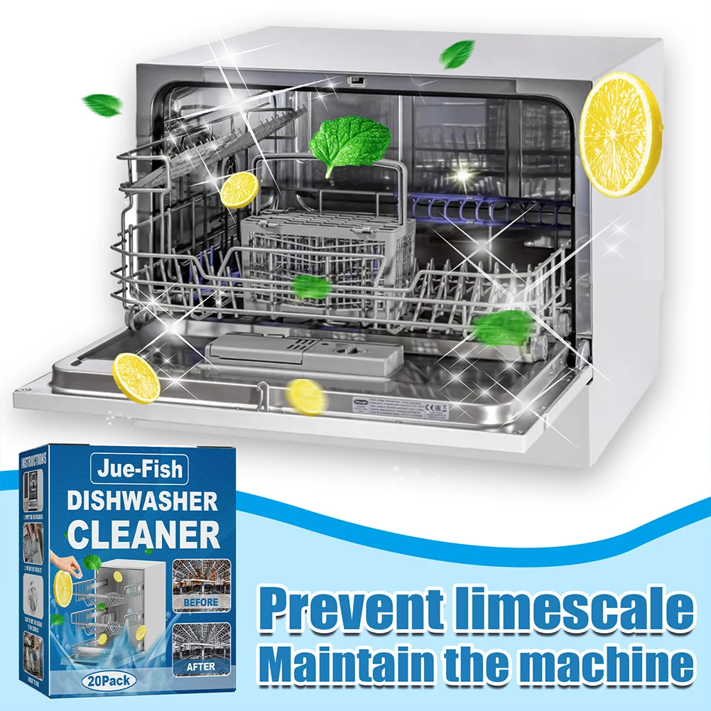 20PCS Dishwasher Cleaning Tablets Strong Oil Stain Removal Descaling Detergent Tablets Kitchen Cleaning Tool Dishwasher Cleaning thumbnail 4