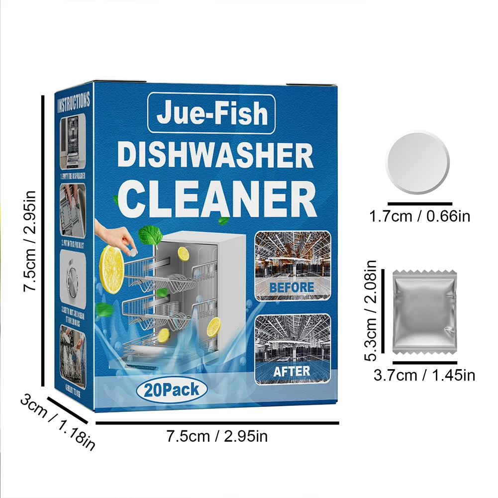 20PCS Dishwasher Cleaning Tablets Strong Oil Stain Removal Descaling Detergent Tablets Kitchen Cleaning Tool Dishwasher Cleaning thumbnail 6