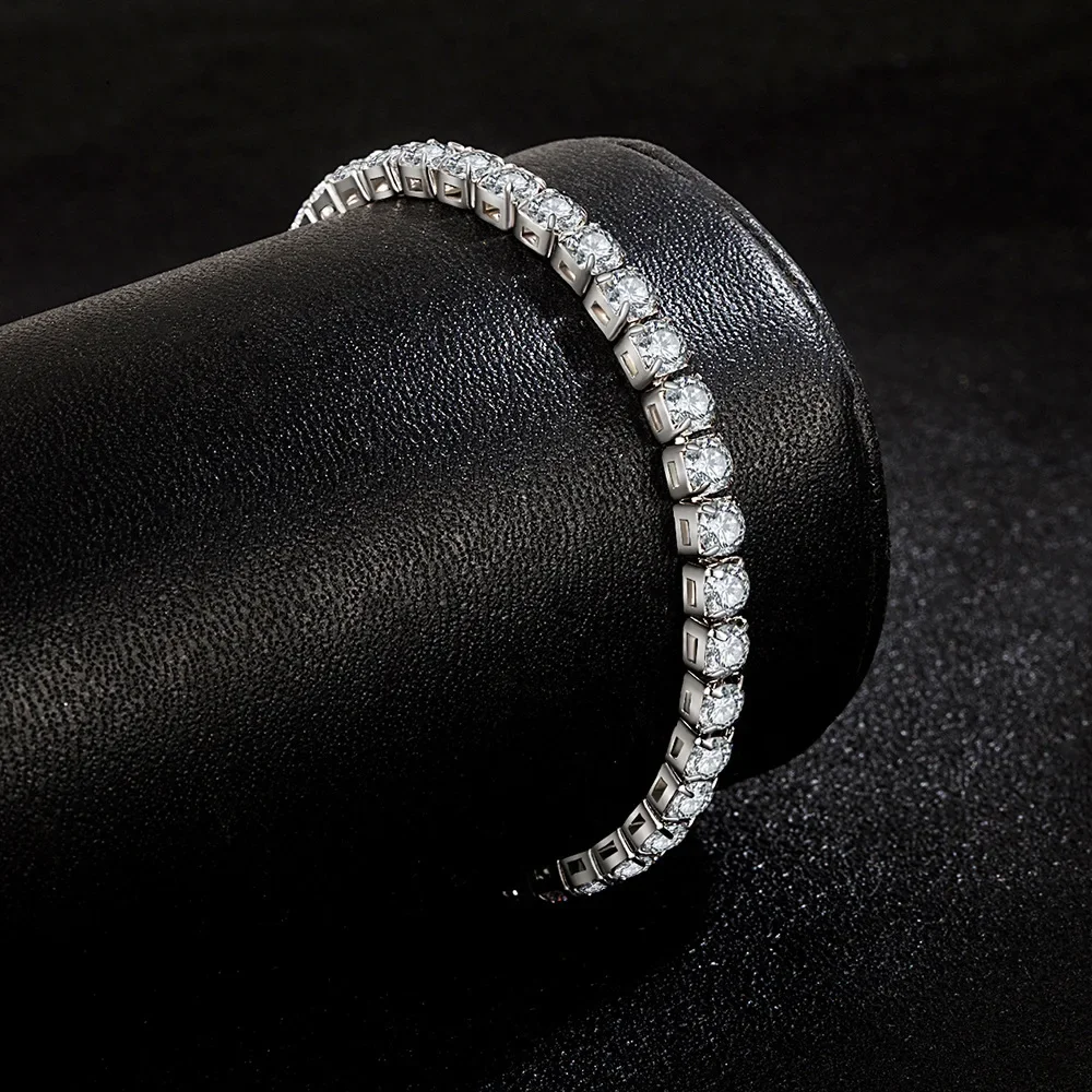 Lihong S925 Sterling Silver Bracelet Zirconia Tennis Ball Women Fashion Simple Engagement Wedding Charm Jewelry 4mm 16-20cm thumbnail 2