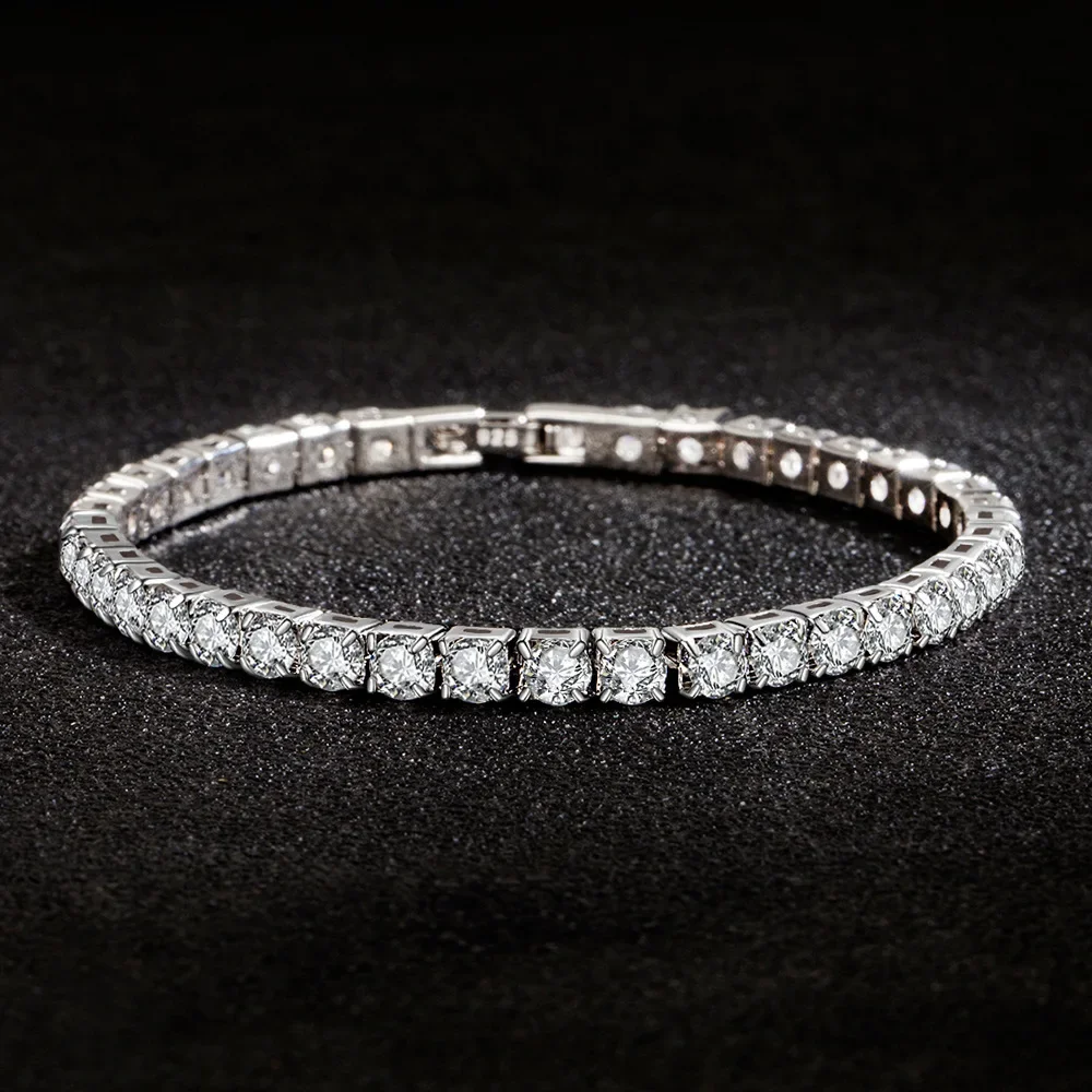 Lihong S925 Sterling Silver Bracelet Zirconia Tennis Ball Women Fashion Simple Engagement Wedding Charm Jewelry 4mm 16-20cm thumbnail 3
