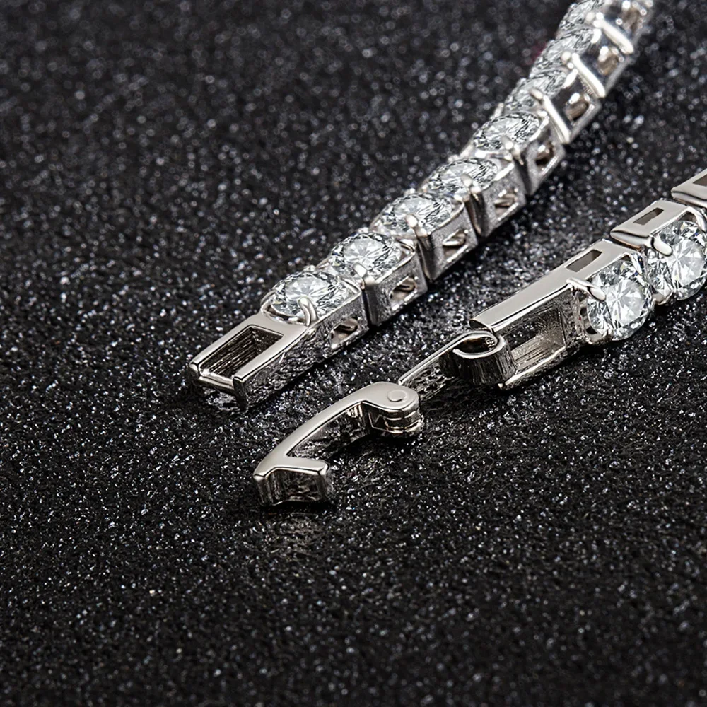 Lihong S925 Sterling Silver Bracelet Zirconia Tennis Ball Women Fashion Simple Engagement Wedding Charm Jewelry 4mm 16-20cm thumbnail 4