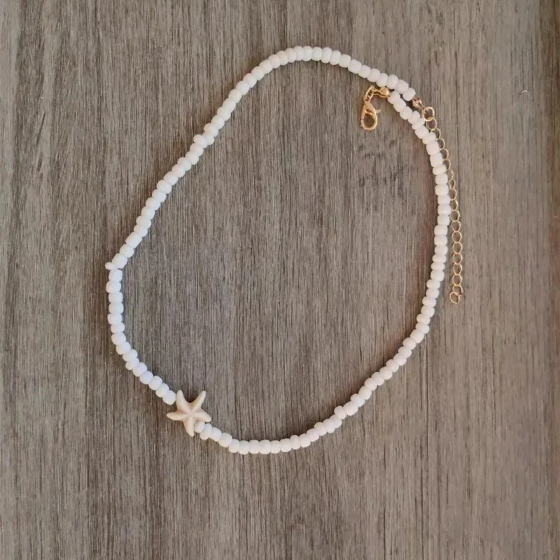 Tidepool Starfish Necklace - Surf & Beach Boho Jewelry Starfish Turtle Beaded Choker Necklaces, Adjustable Necklaces, Ocean Gift thumbnail 2