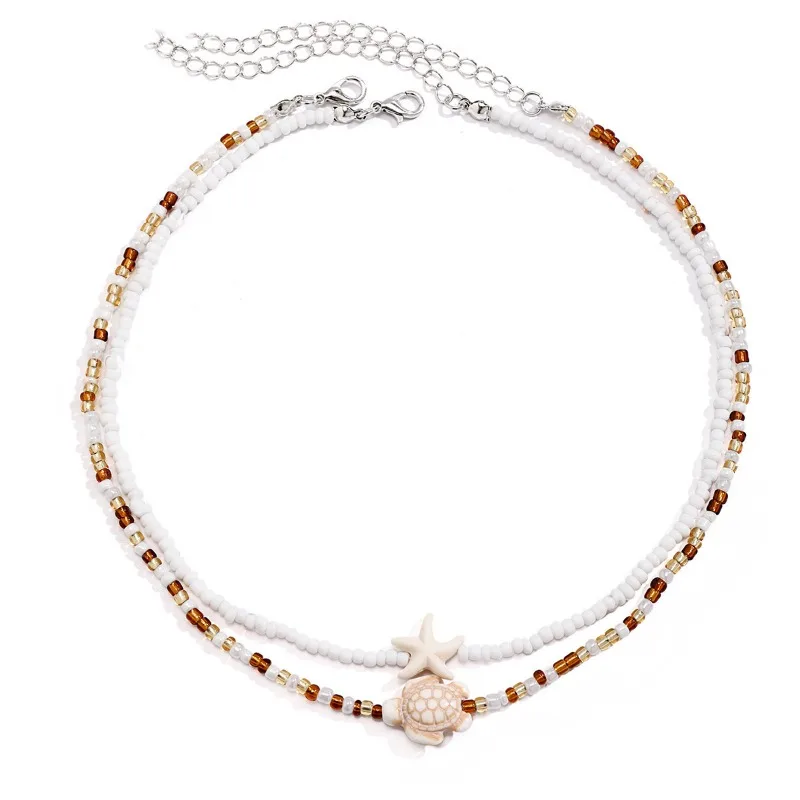Tidepool Starfish Necklace - Surf & Beach Boho Jewelry Starfish Turtle Beaded Choker Necklaces, Adjustable Necklaces, Ocean Gift thumbnail 4