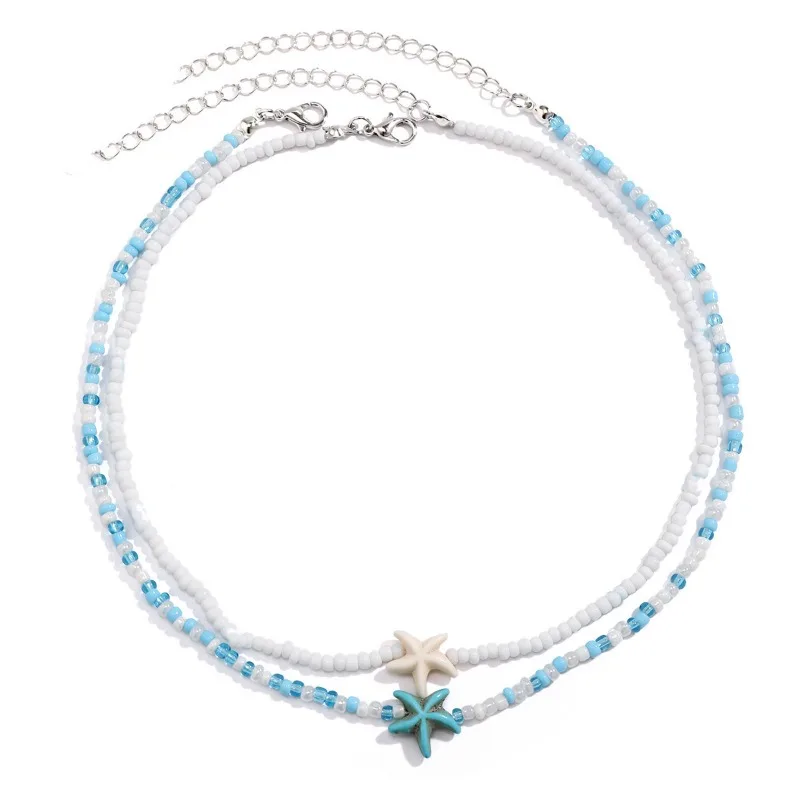 Tidepool Starfish Necklace - Surf & Beach Boho Jewelry Starfish Turtle Beaded Choker Necklaces, Adjustable Necklaces, Ocean Gift thumbnail 5