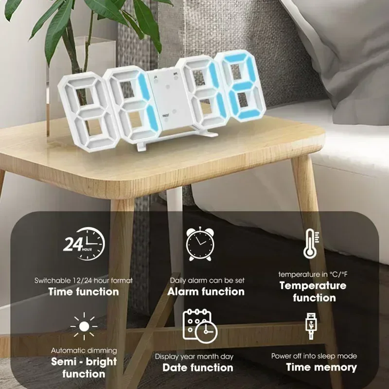 Digital Wall Clock Desk Watches Electronic Alarm Modern Home Decoration for Bedroom Decor Interior Led Table Clocks Living Room thumbnail 3