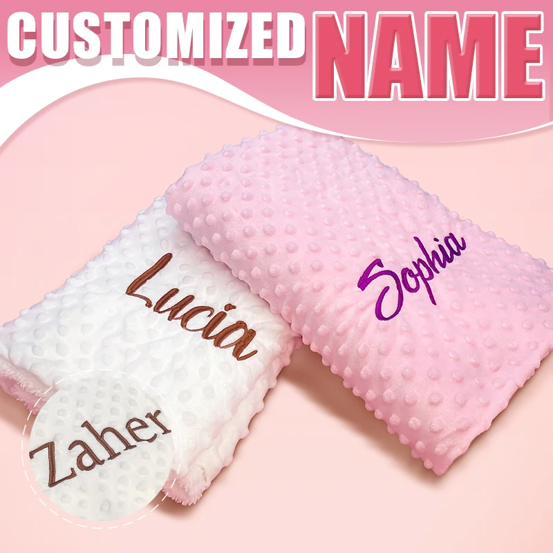 Personalized Soft Plush Baby Blanket with Name Newborn Stroller Sleeping Dolls Custom Towel Cover -appease Soother Gift thumbnail 5