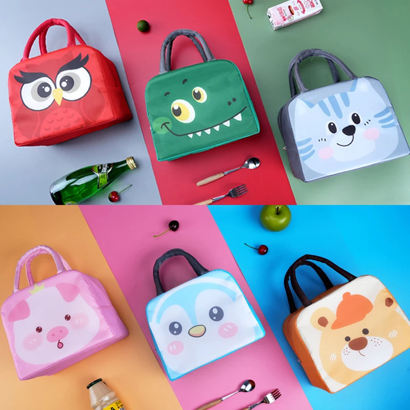 Cartoon Cute Fresh Cooler Lunch Bag For Children Aluminum Thermal Oxford Lunch Box Waterproof Nylon Portable Zipper Food Hangbag thumbnail 2