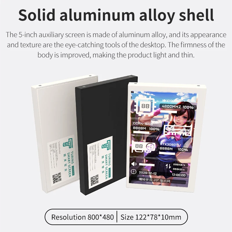 5 Inch USB-C Secondary Scree IPS 800x480 LCD Computer Hardware Monitor No Need AIDA64 Display with Aluminum Alloy Case thumbnail 4