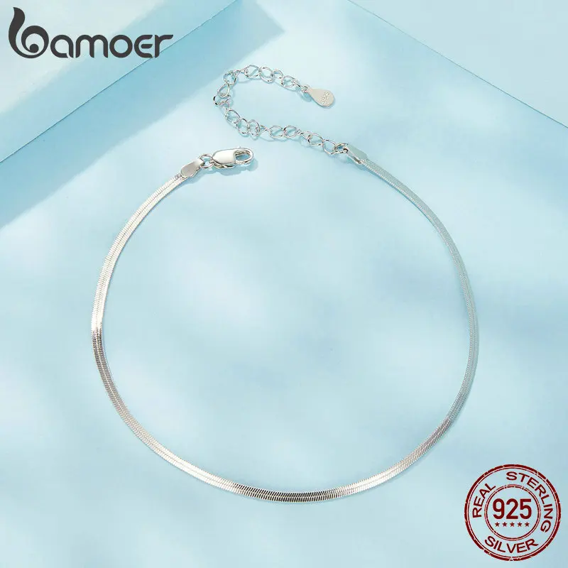 BAMOER Solid 925 Sterling Silver Dazzling Beads Anklet, Chian Bracelet for Leg Female Foot Jewelry For Women BST009 thumbnail 2
