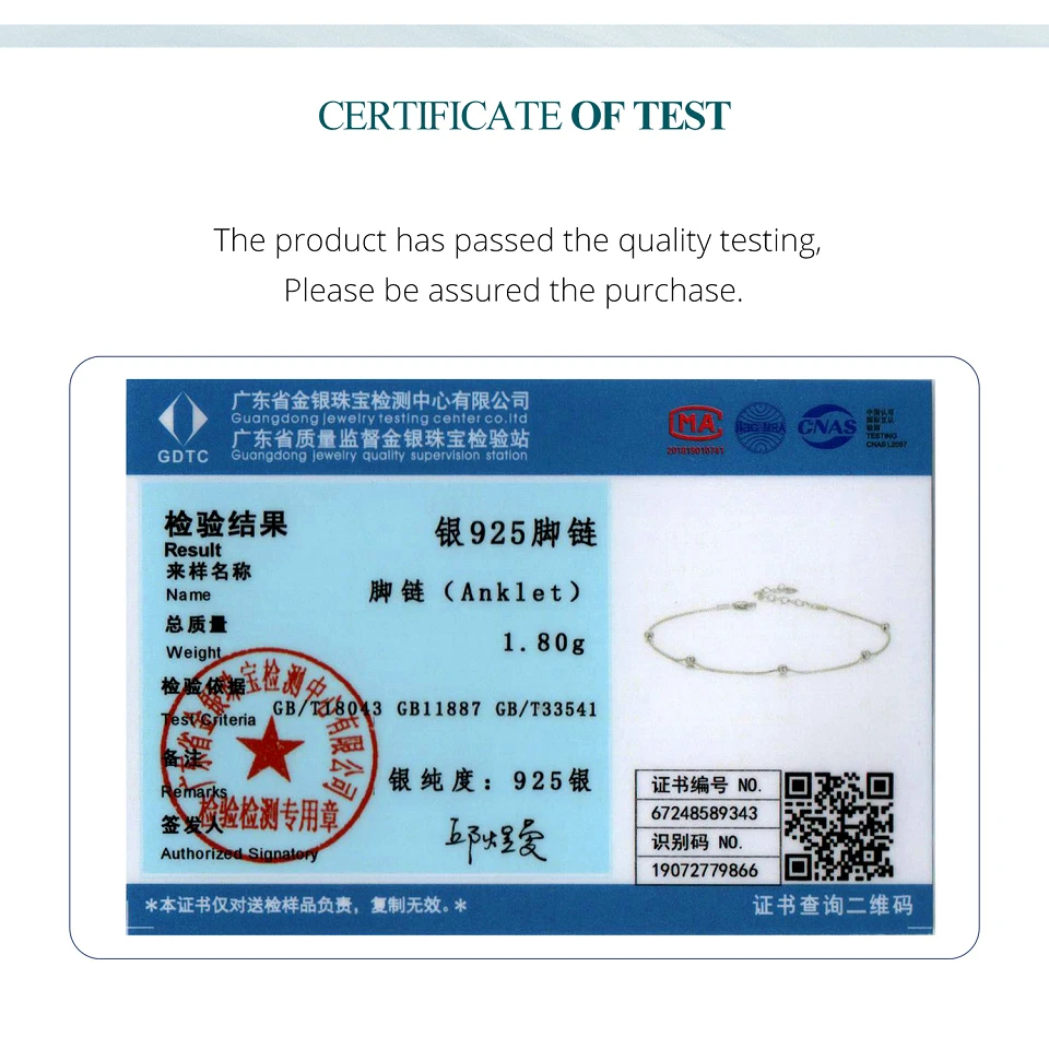 BAMOER Solid 925 Sterling Silver Dazzling Beads Anklet, Chian Bracelet for Leg Female Foot Jewelry For Women BST009 thumbnail 6