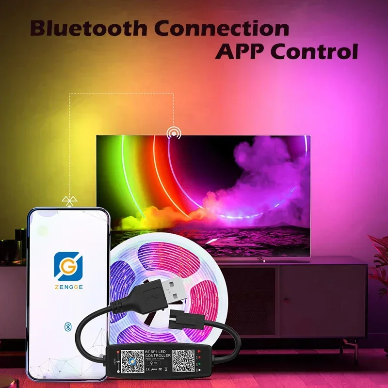 WS2812B Controller Bluetooth Music for Pixel LED Strip Light SK6812 WS2811 WS2812 LED Light Strip USB 5V APP Remote Controller thumbnail 6
