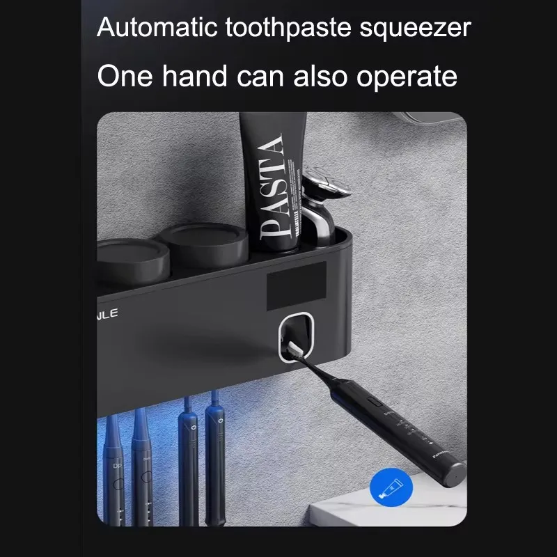 UV Sterilizing Toothbrush Holder Solar Powered Wall Mounted Toothpaste Dispenser Rechargeable Toothbrush Storage Rack thumbnail 5
