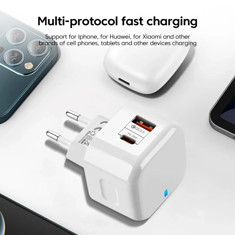 PD 20W USB Type C Charger Fast Charging Adapter Phone Quick Charger For iPhone Samsung Xiaomi Huawei Wall Charger EU/US/UK Plug thumbnail 5