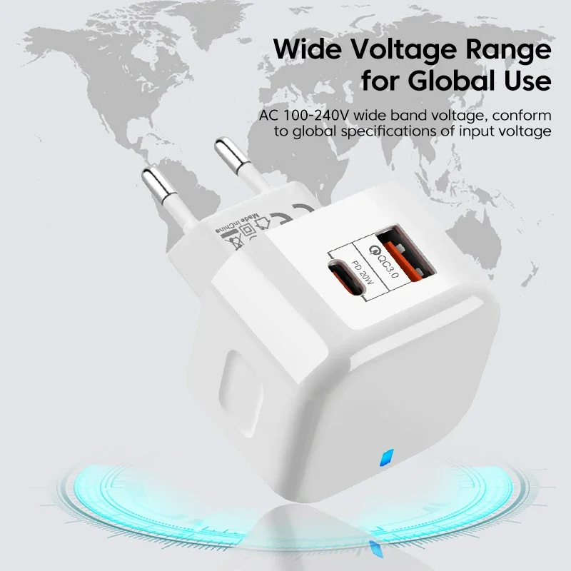 PD 20W USB Type C Charger Fast Charging Adapter Phone Quick Charger For iPhone Samsung Xiaomi Huawei Wall Charger EU/US/UK Plug thumbnail 6