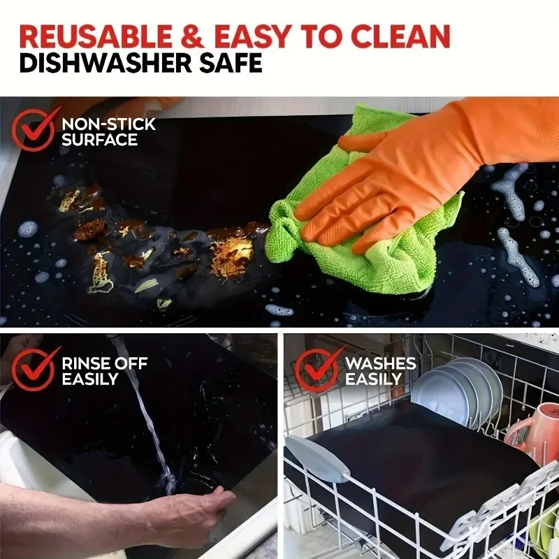 4sizes Non-Stick Oven Liners Reusable BBQ Grill Mat Baking Mat Barbecue Tools Easy Clean Party Favors Kitchen BBQ Tool thumbnail 2