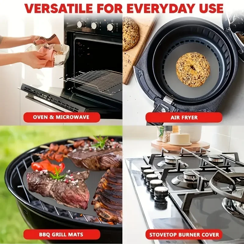 4sizes Non-Stick Oven Liners Reusable BBQ Grill Mat Baking Mat Barbecue Tools Easy Clean Party Favors Kitchen BBQ Tool thumbnail 5