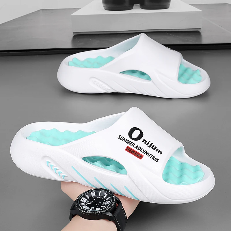 2024 New Men Massage Slippers Slides Indoor Outdoor Sandals Beach Casual Shoes Comfortable Sole Men's Slippers Big Size 38-47 thumbnail 3