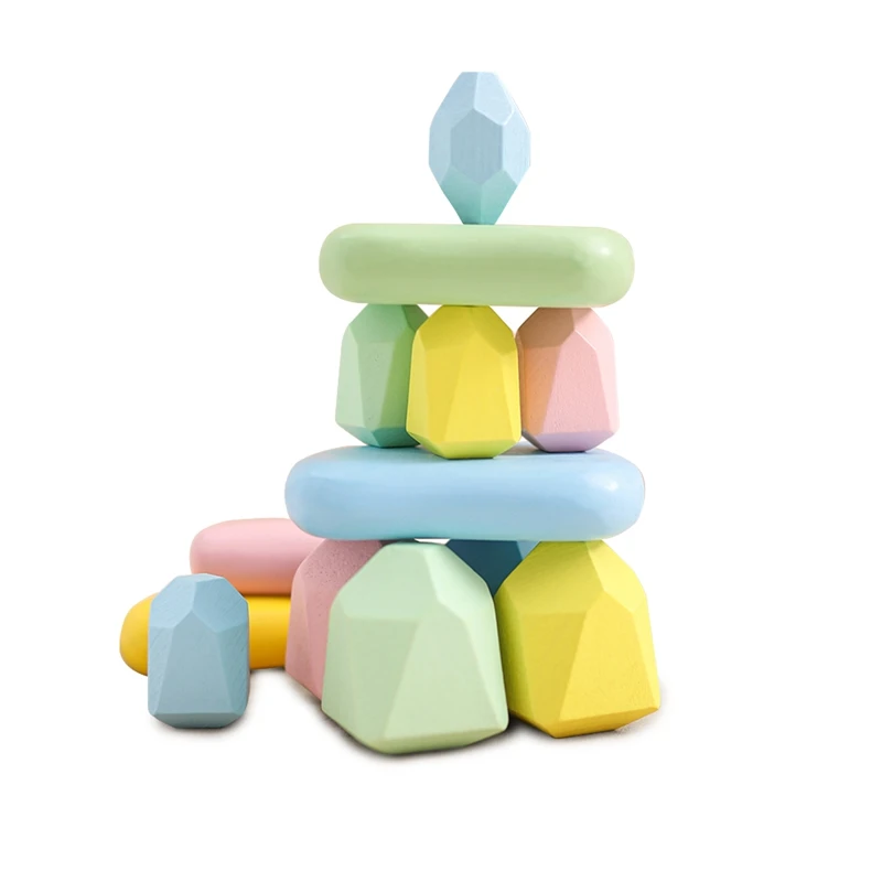 Wooden Sorting Stacking Rocks Stones Sensory Toddler Toys Learning Montessori Toys Building Blocks Game for Kids Birthday Gifts thumbnail 4