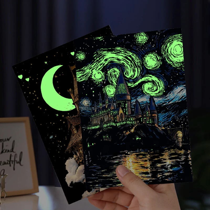4PCS Glow in Dark Scratch Paper Animals Cards Magic Painting Art with Stylus Stress Relief Drawing Toy DIY Craft Kids Adult Gift thumbnail 4