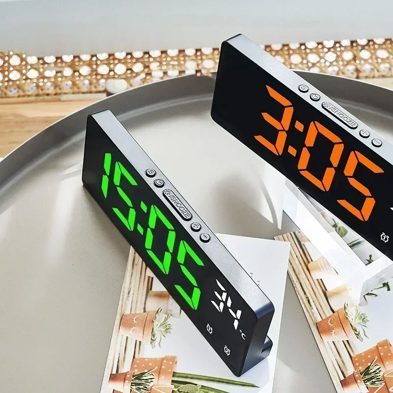 Voice Control Digital Alarm Clock Temperature Dual Alarm Snooze Desktop Table Clock Night Mode 12/24H LED Clock Watch Desk thumbnail 3