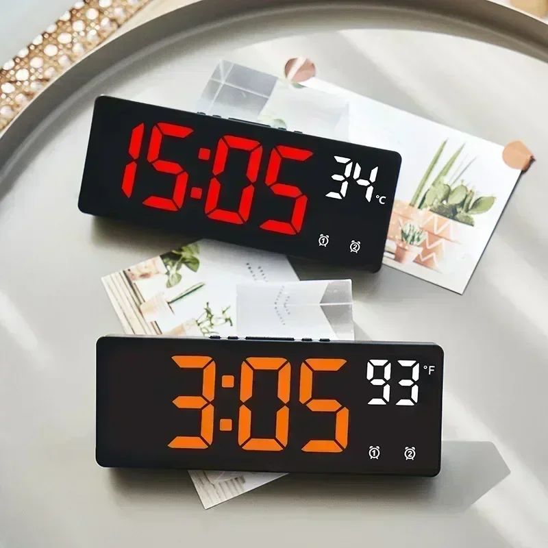 Voice Control Digital Alarm Clock Temperature Dual Alarm Snooze Desktop Table Clock Night Mode 12/24H LED Clock Watch Desk thumbnail 4