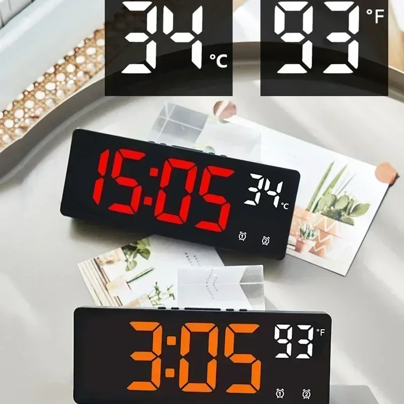 Voice Control Digital Alarm Clock Temperature Dual Alarm Snooze Desktop Table Clock Night Mode 12/24H LED Clock Watch Desk thumbnail 5
