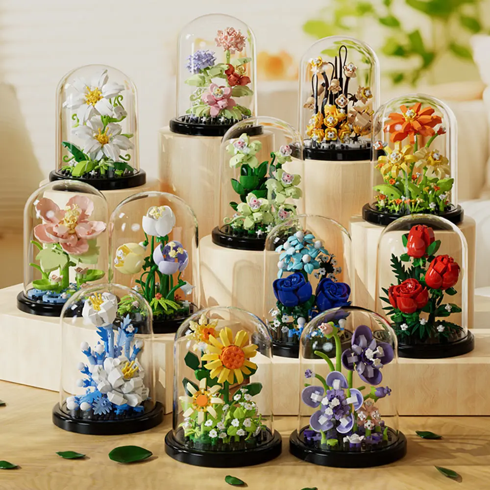 Building block flower eternal rose small particle building block assembly toy Birthday Christmas gift desktop decoration thumbnail 2