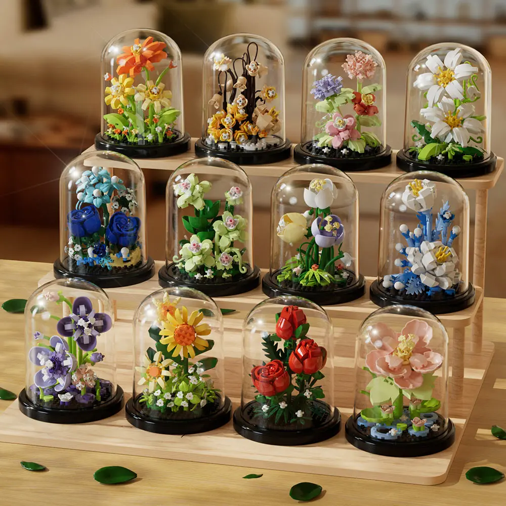 Building block flower eternal rose small particle building block assembly toy Birthday Christmas gift desktop decoration thumbnail 3