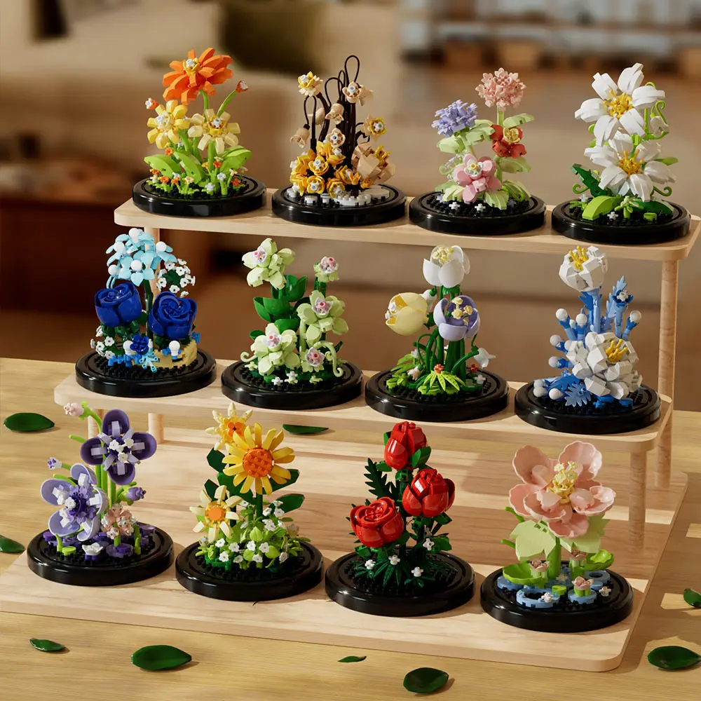 Building block flower eternal rose small particle building block assembly toy Birthday Christmas gift desktop decoration thumbnail 5