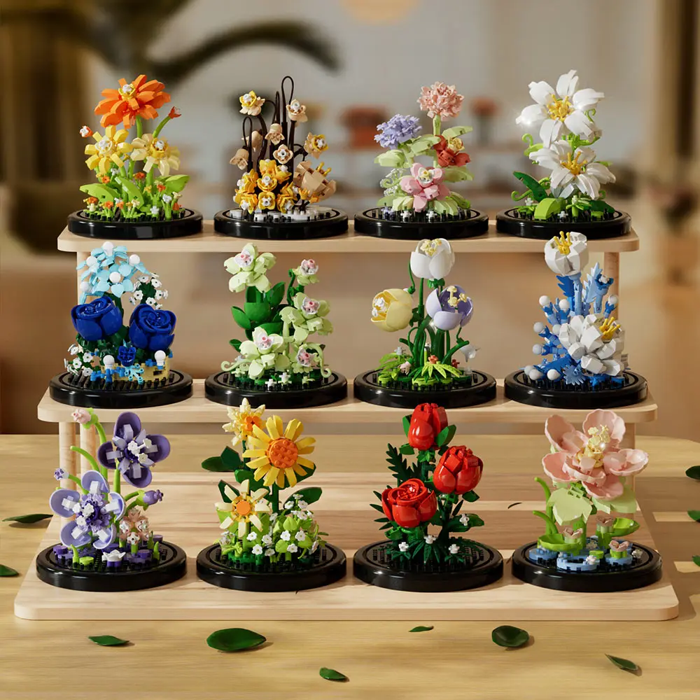 Building block flower eternal rose small particle building block assembly toy Birthday Christmas gift desktop decoration thumbnail 4